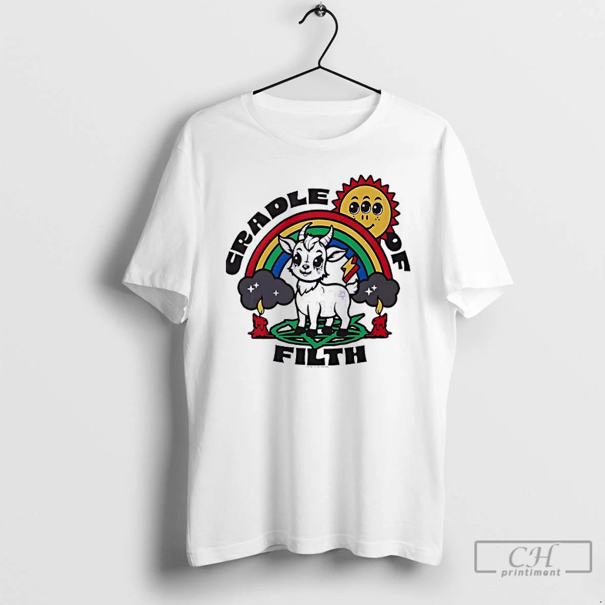 Classic Cradle Of Filth Rainbow Sun Goat T Shirts Hoodie, Sweatshirt | InkNestWear.com