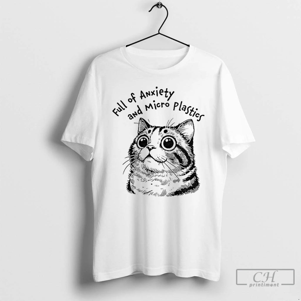 Classic Cute Cat Full Of Anxiety And Micro Plastics Vintage T-Shirts, Hoodie, Sweatshirt | InkNestWear.com