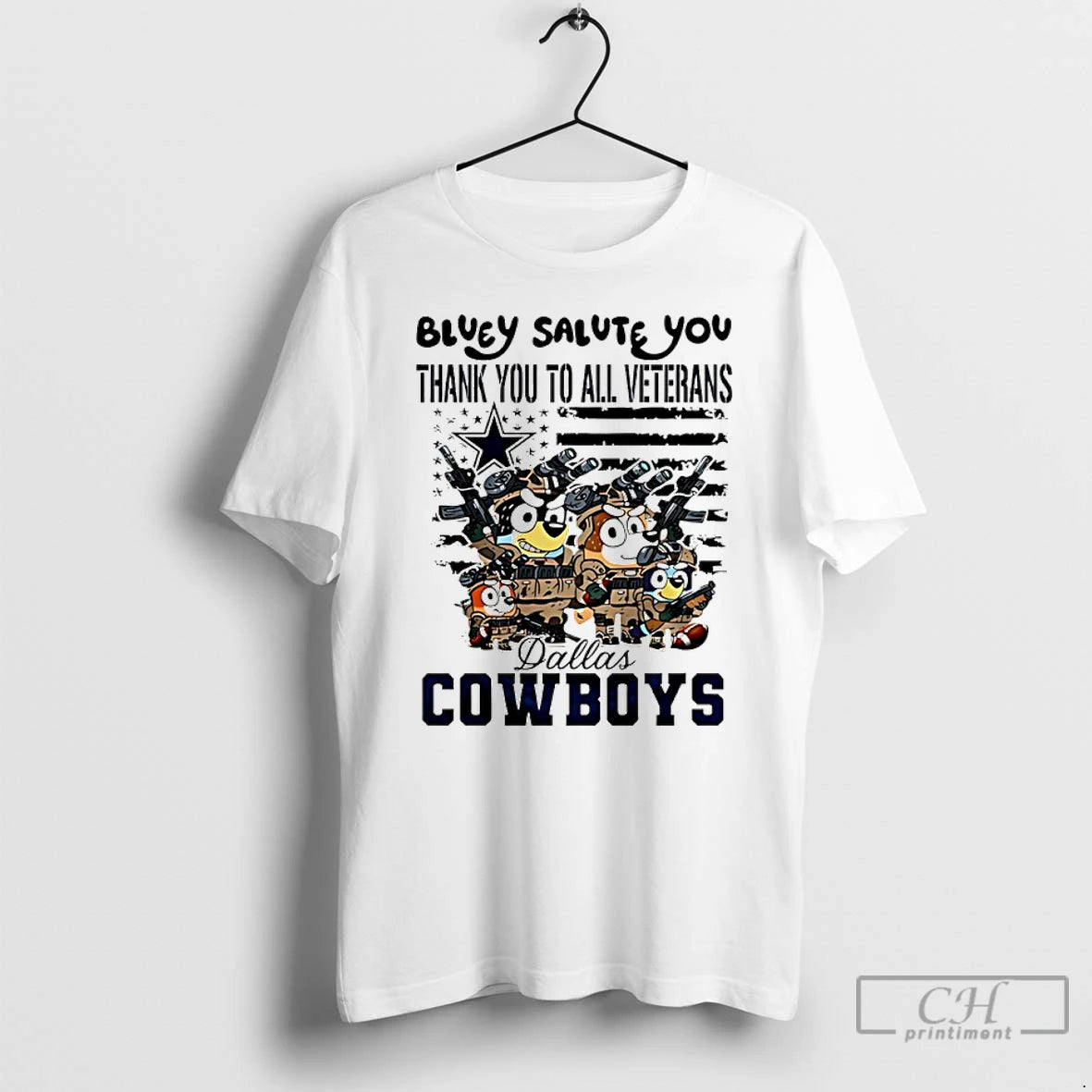 Classic Dallas Cowboys Bluey Salute You Thank You To All Veterans T Shirts Hoodie, Sweatshirt | InkNestWear.com