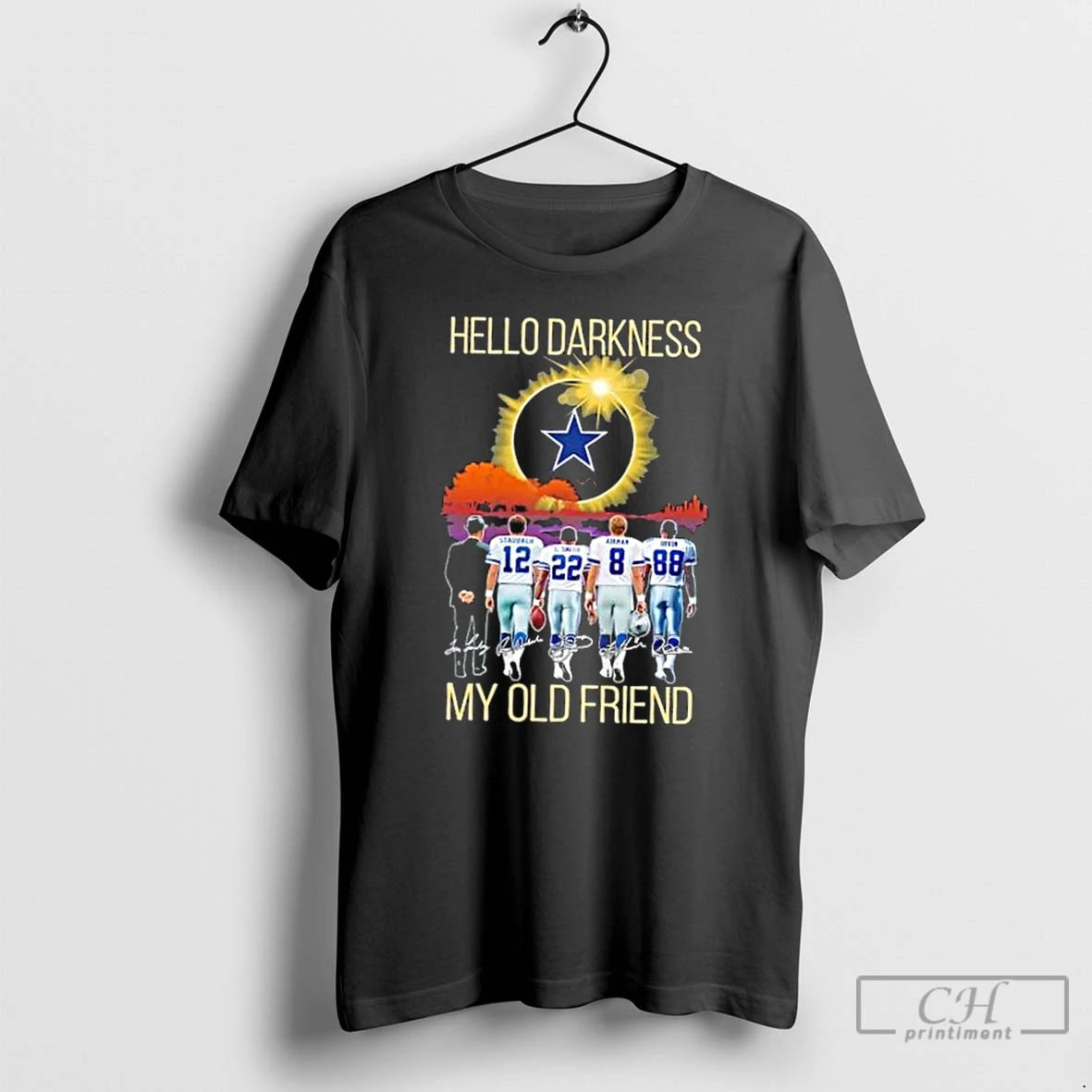 Classic Dallas Cowboys Staubach And Legends Hello Darkness My Old Friend Signatures T Shirts Hoodie, Sweatshirt