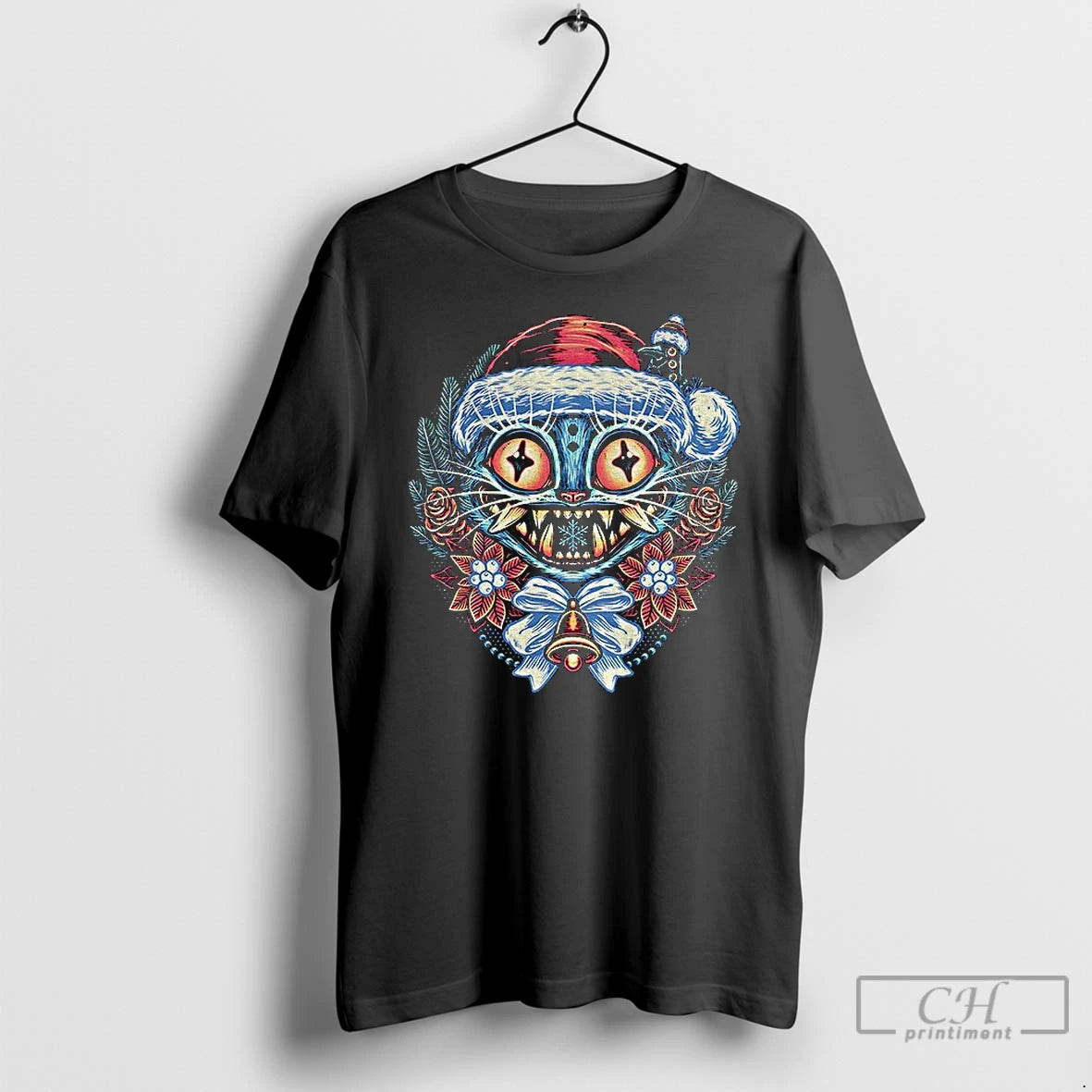 Classic Derpy Tiger In A Santa Hat Art Kpop Demon Hunter Merry Christmas T Shirts Hoodie, Sweatshirt | InkNestWear.com