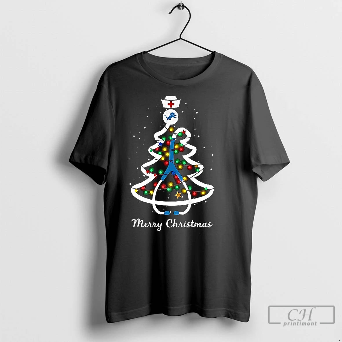 Classic Detroit Lions Christmas Tree Stethoscope Merry Christmas T-Shirts, Hoodie, Sweatshirt | InkNestWear.com