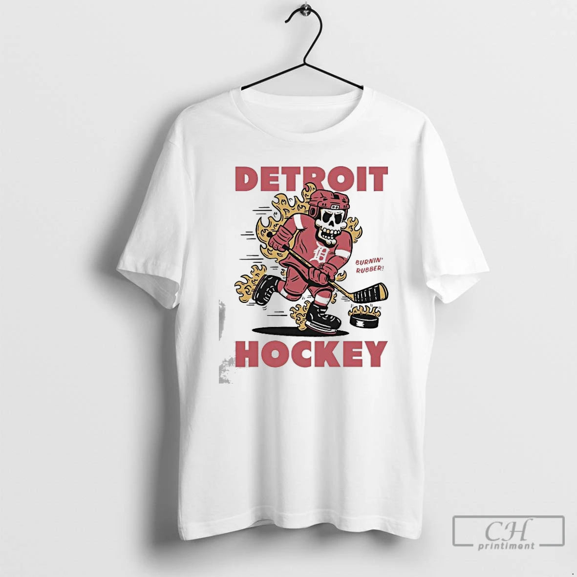 Classic Detroit Red Wings Hockey Burnin Rubber Mascot 2025 T Shirts Hoodie, Sweatshirt | InkNestWear.com