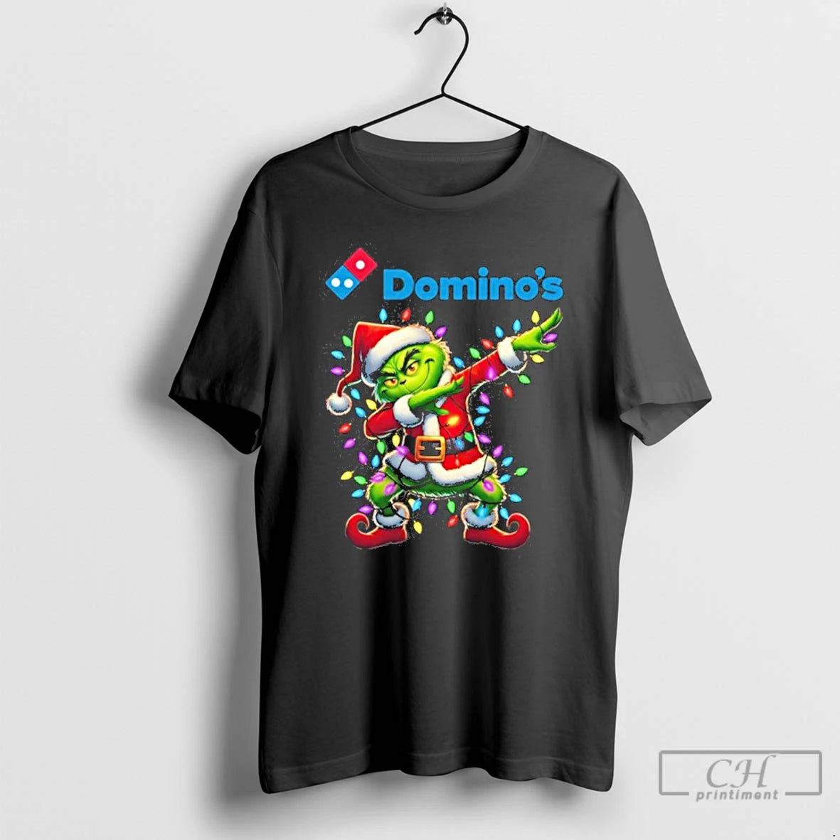Classic Dominos Logo X Grinch Dabbing Light Christmas T Shirts Hoodie, Sweatshirt | InkNestWear.com