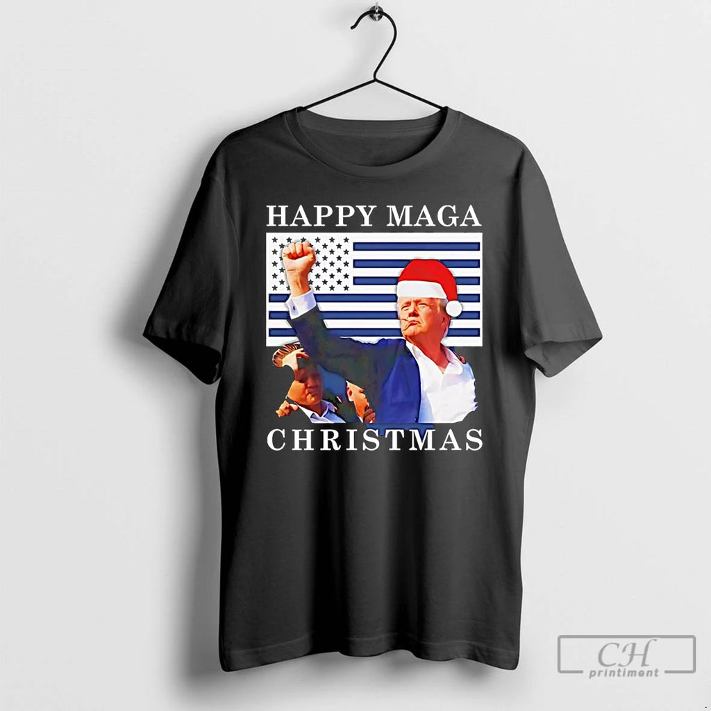 Classic Donald Trump Strong Fist Happy Maga Christmas T Shirts Hoodie, Sweatshirt | InkNestWear.com