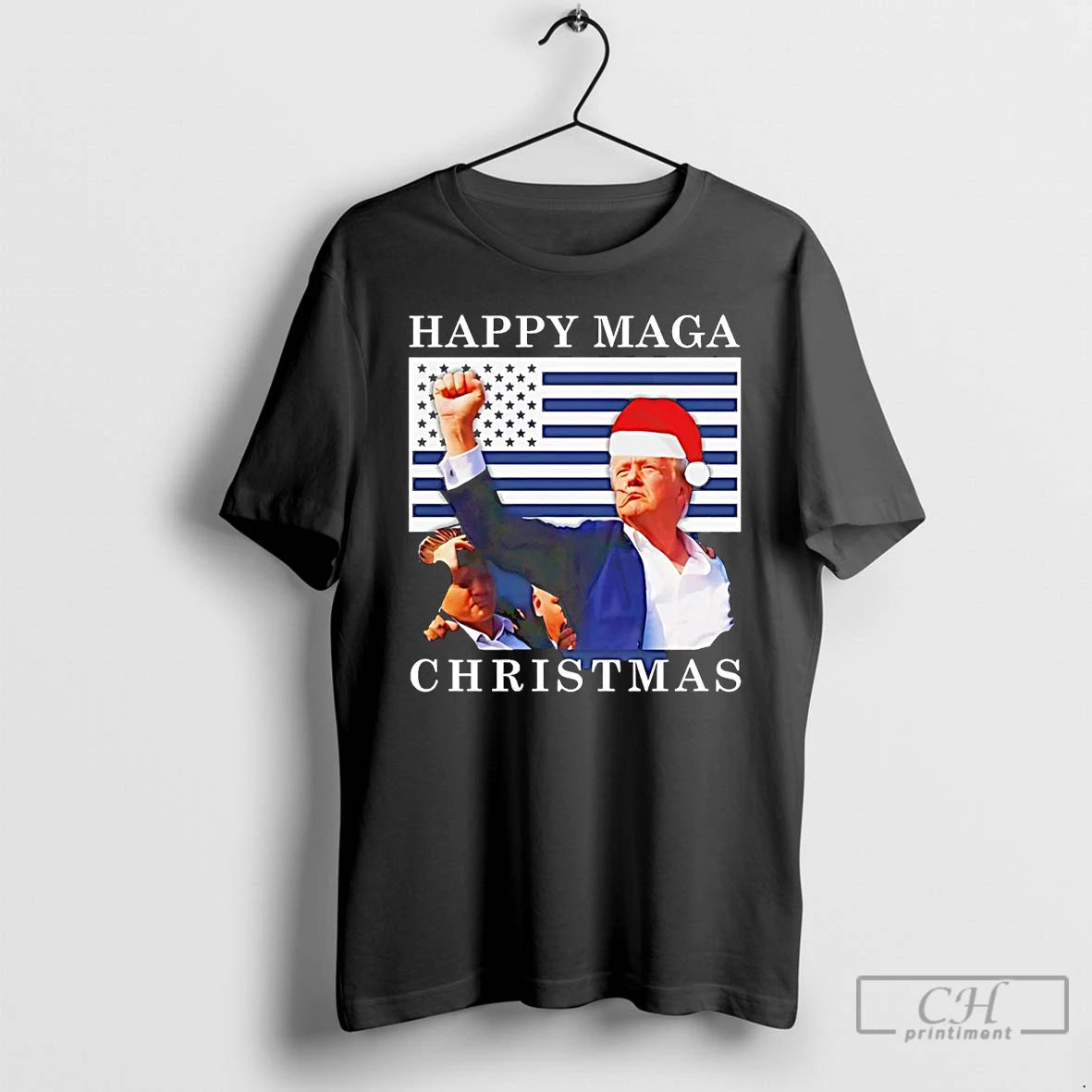 Classic Donald Trump Strong Fist Happy Maga Christmas T Shirts Hoodie, Sweatshirt | InkNestWear.com