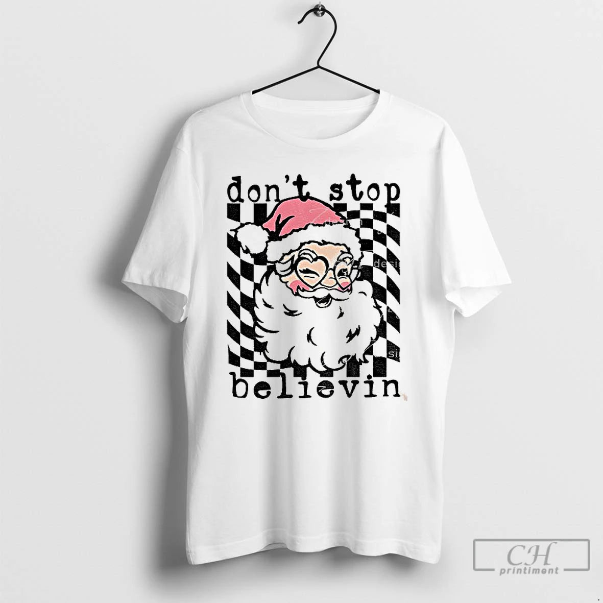 Classic Dont Stop Believin Retro Santa Christmas T Shirts Hoodie, Sweatshirt | InkNestWear.com