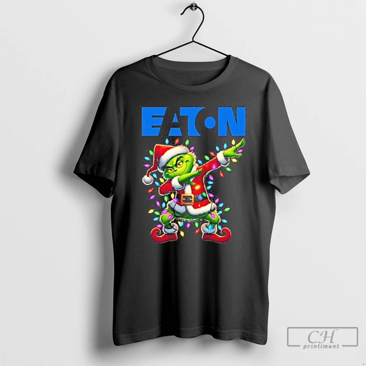 Classic Eaton Logo X Grinch Dabbing Light Christmas T Shirts Hoodie, Sweatshirt | InkNestWear.com