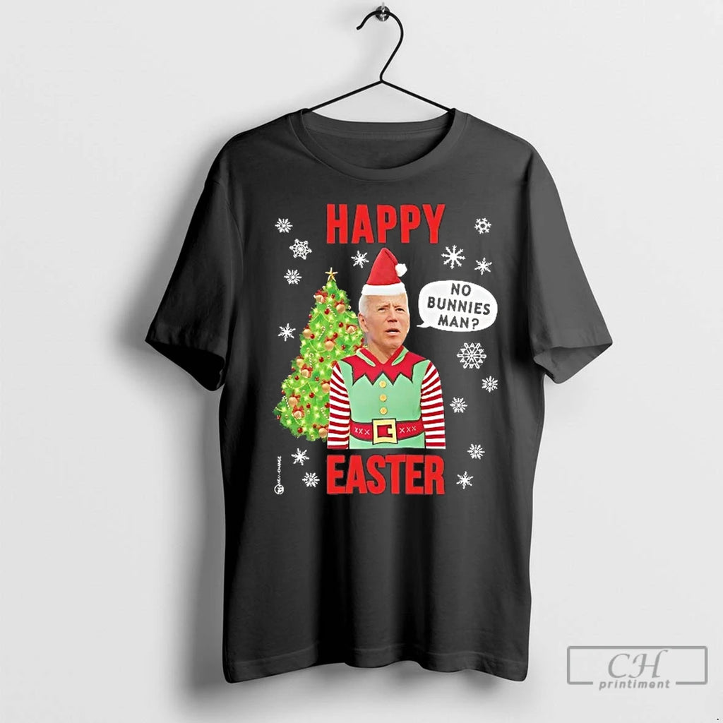 Classic Elf Biden Christmas Happy Easter No Bunnies Man T-Shirts, Hoodie, Sweatshirt | InkNestWear.com
