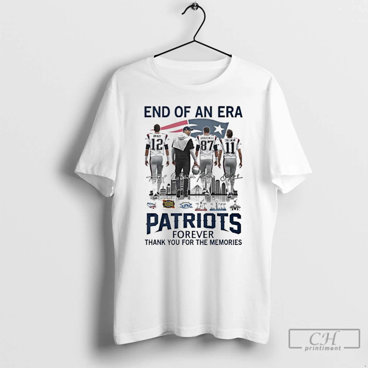 Classic End Of An Era Gronkowski Brady Edelman And Bill Belichick Patriots Forever T Shirts Hoodie, Sweatshirt
