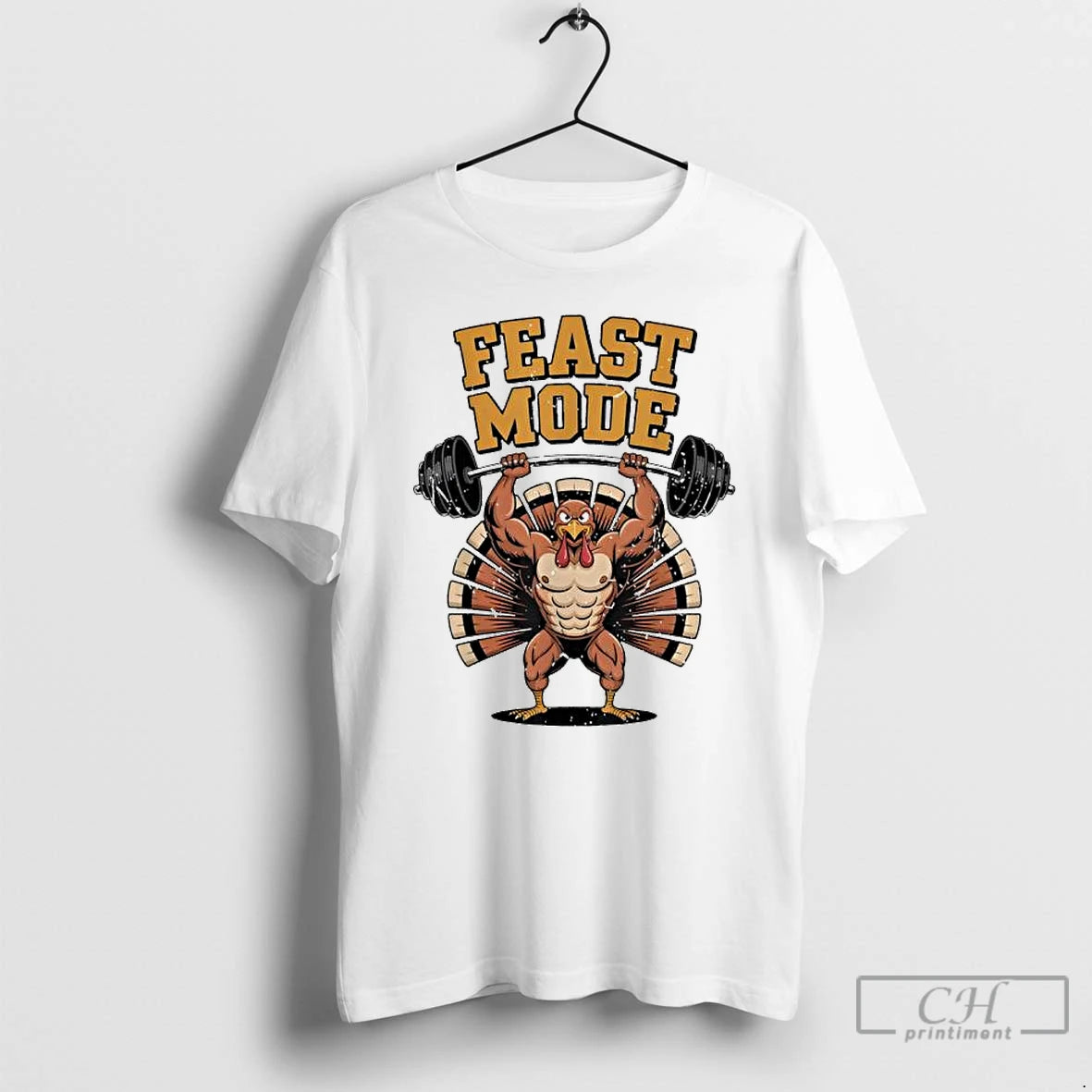 Classic Feast Mode Muscle Turkey Workout Thanksgiving Gym Fitness T Shirts Hoodie, Sweatshirt | InkNestWear.com