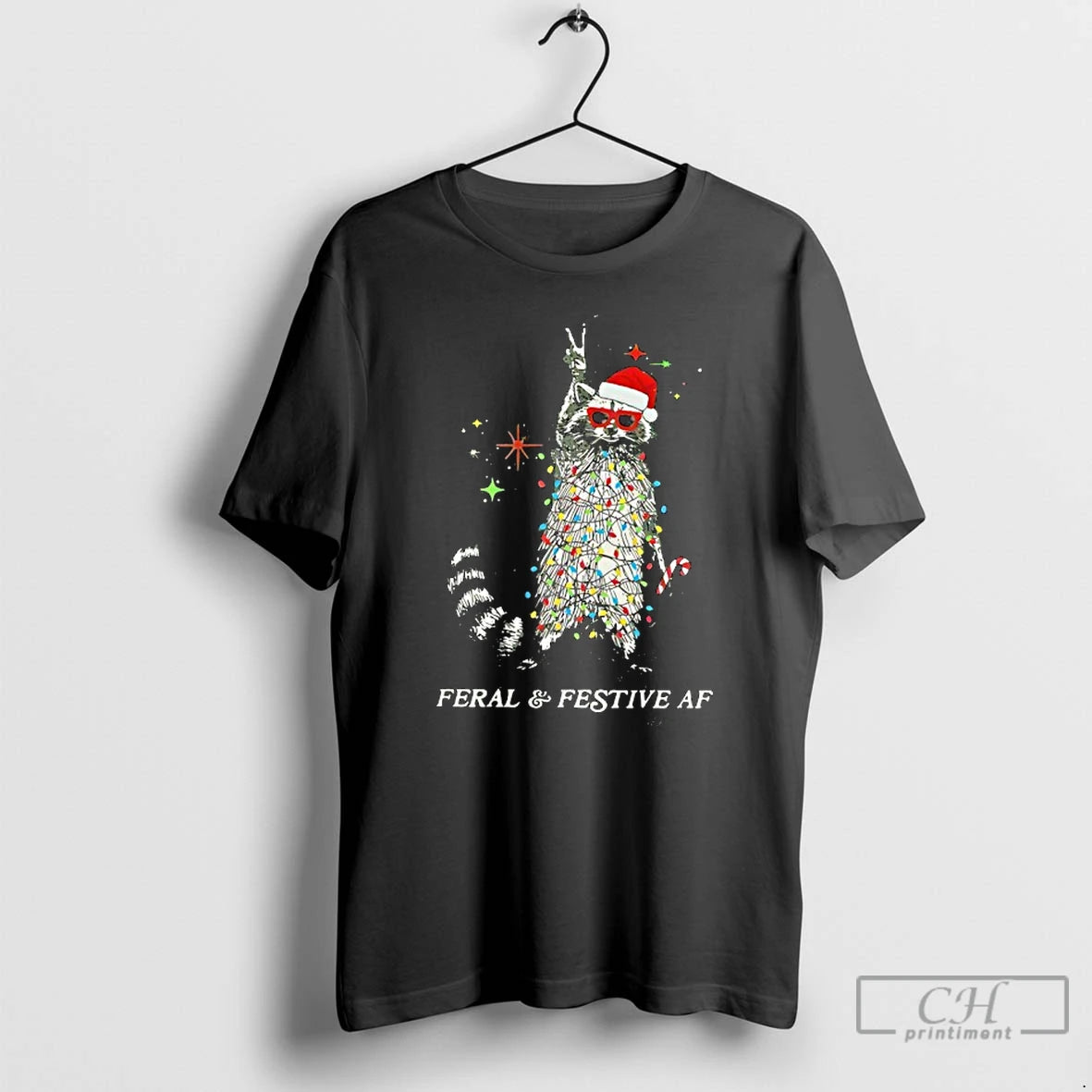 Classic Feral Festive Af Raccoon Ugly Christmas T-Shirts, Hoodie, Sweatshirt | InkNestWear.com