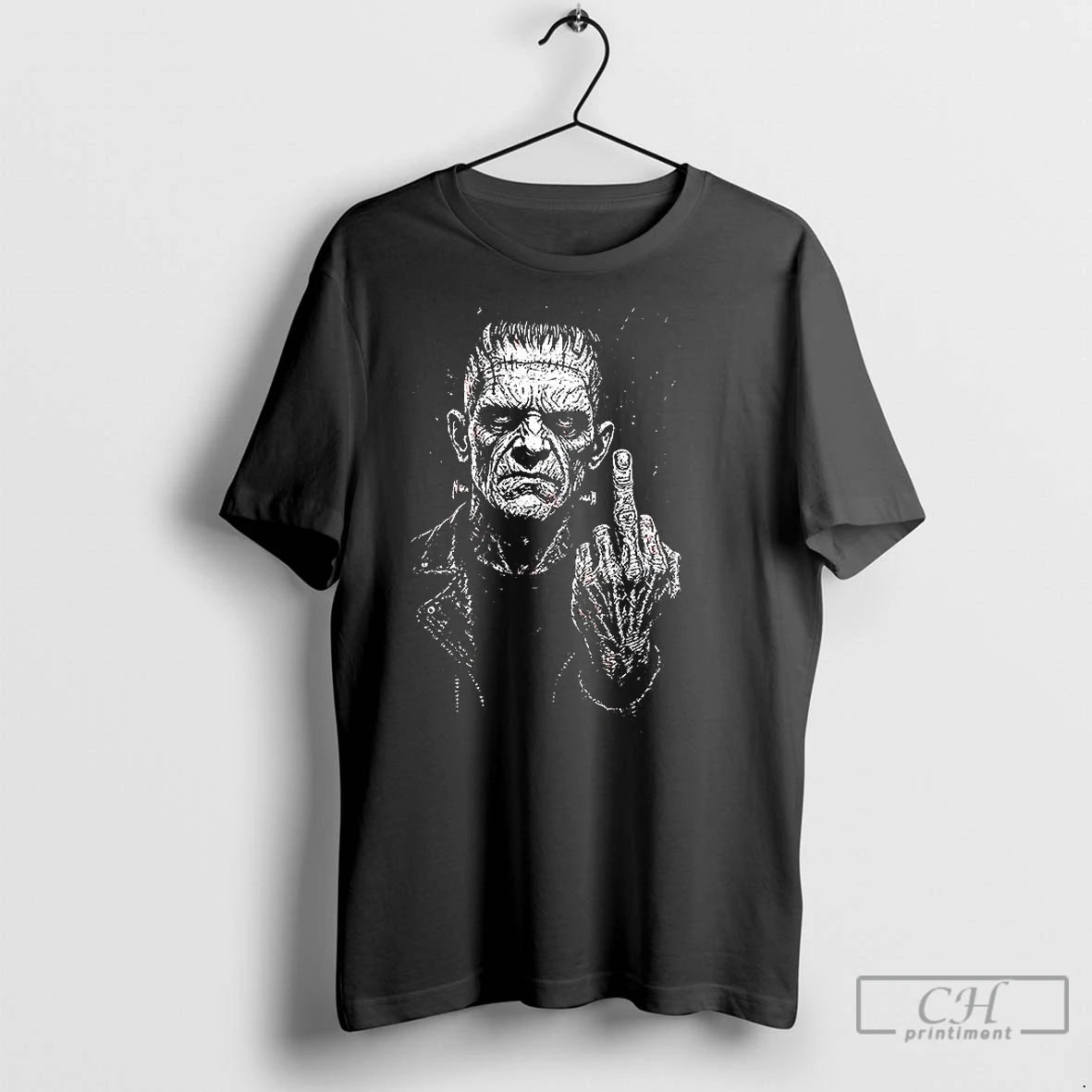 Classic Frankenstein Middle Finger Horror Halloween Meme T-Shirts, Hoodie, Sweatshirt | InkNestWear.com