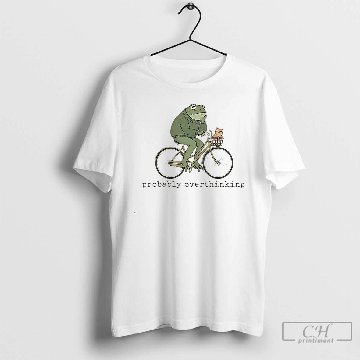 Classic Frog Riding A Bike With Cat Probably Overthinking Funny Meme Christmas T Shirts Hoodie, Sweatshirt | InkNestWear.com