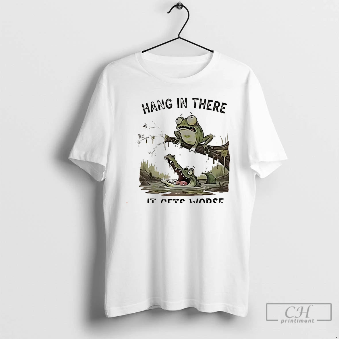 Classic Frog And Alligator Hang In There It Gets Worse Christmas T Shirts Hoodie, Sweatshirt | InkNestWear.com