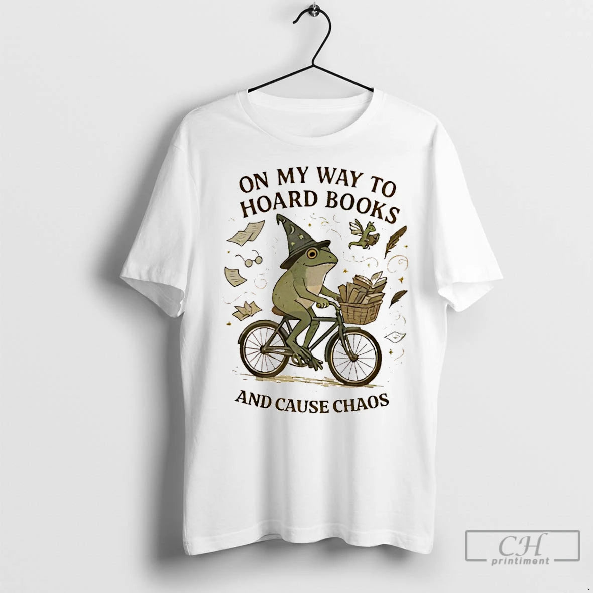 Classic Frog On My Way To Hoard Books And Cause Chaos T-Shirts, Hoodie, Sweatshirt | InkNestWear.com