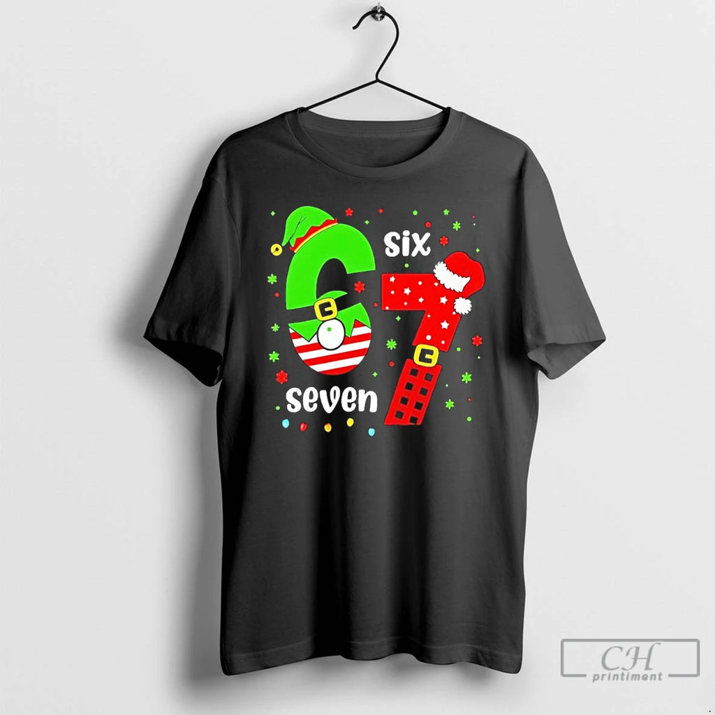 Classic Funny 6 7 Six Seven Christmas Elf Santa Xmax 67 T-Shirts, Hoodie, Sweatshirt | InkNestWear.com