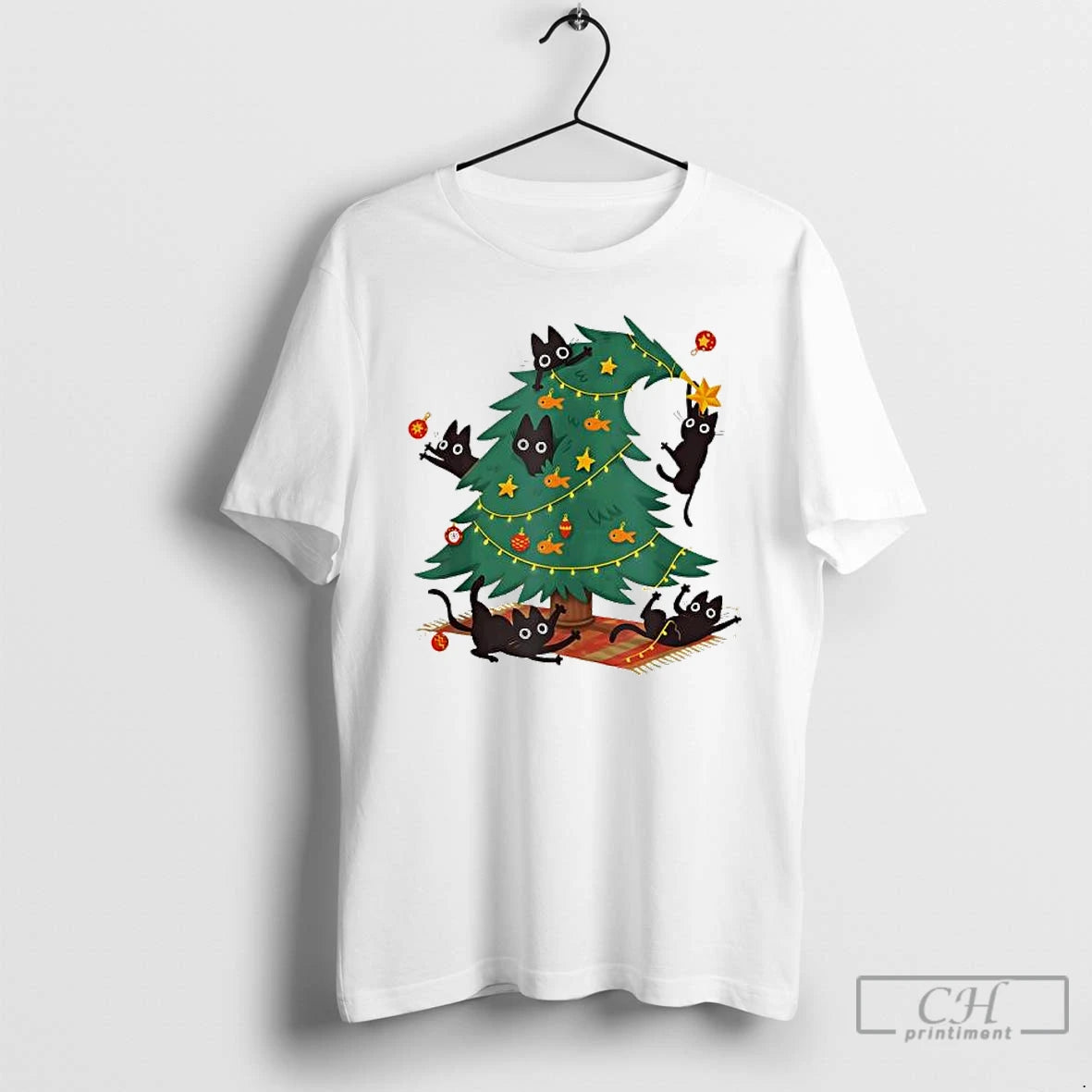 Classic Funny Black Cat Christmas Tree T Shirts Hoodie, Sweatshirt | InkNestWear.com