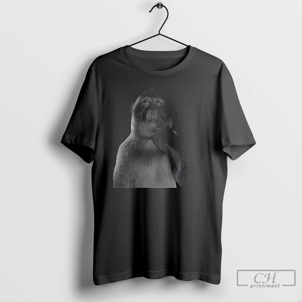 Classic Funny Monkey Put Hands In Mouth Thinking Meme T Shirts Hoodie, Sweatshirt | InkNestWear.com