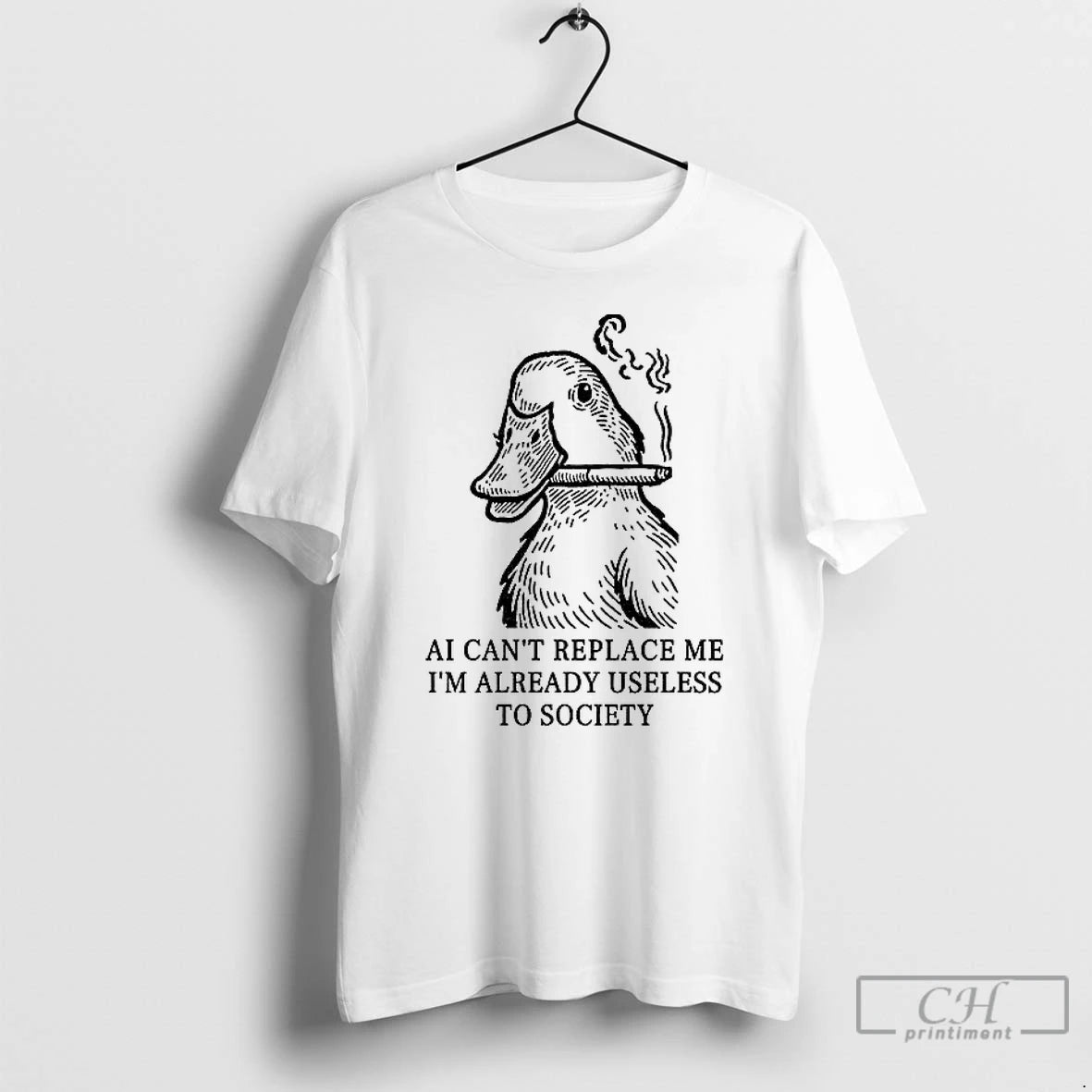 Classic Funny Smoking Duck Ai Cant Replace Me Im Already Useless To Society T Shirts Hoodie, Sweatshirt | InkNestWear.com