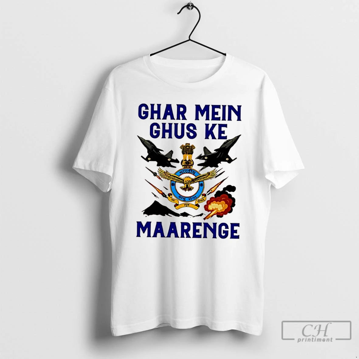 Classic Ghar Mei Ghus Ke Maarenge Indian Airforce T Shirts Hoodie, Sweatshirt | InkNestWear.com