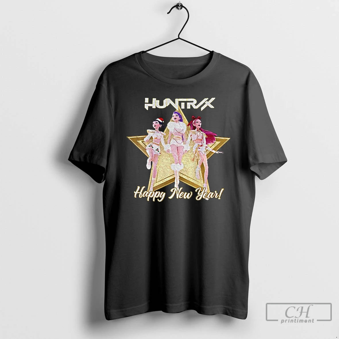 Classic Golden Star K Pop Huntrix Christmas Happy New Year T Shirts Hoodie, Sweatshirt | InkNestWear.com