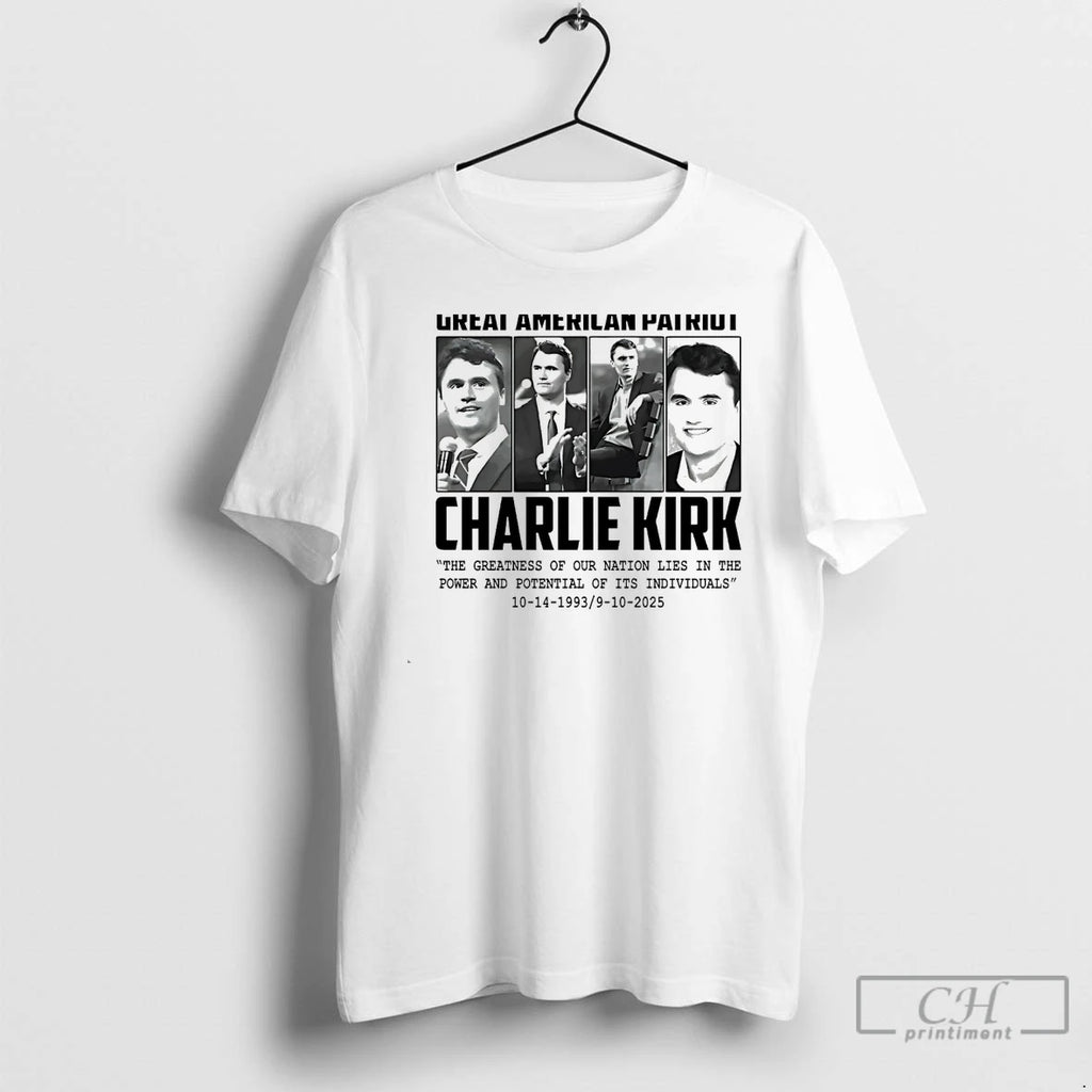 Classic Great American Patriot Charlie Kirk White T Shirts Hoodie, Sweatshirt | InkNestWear.com