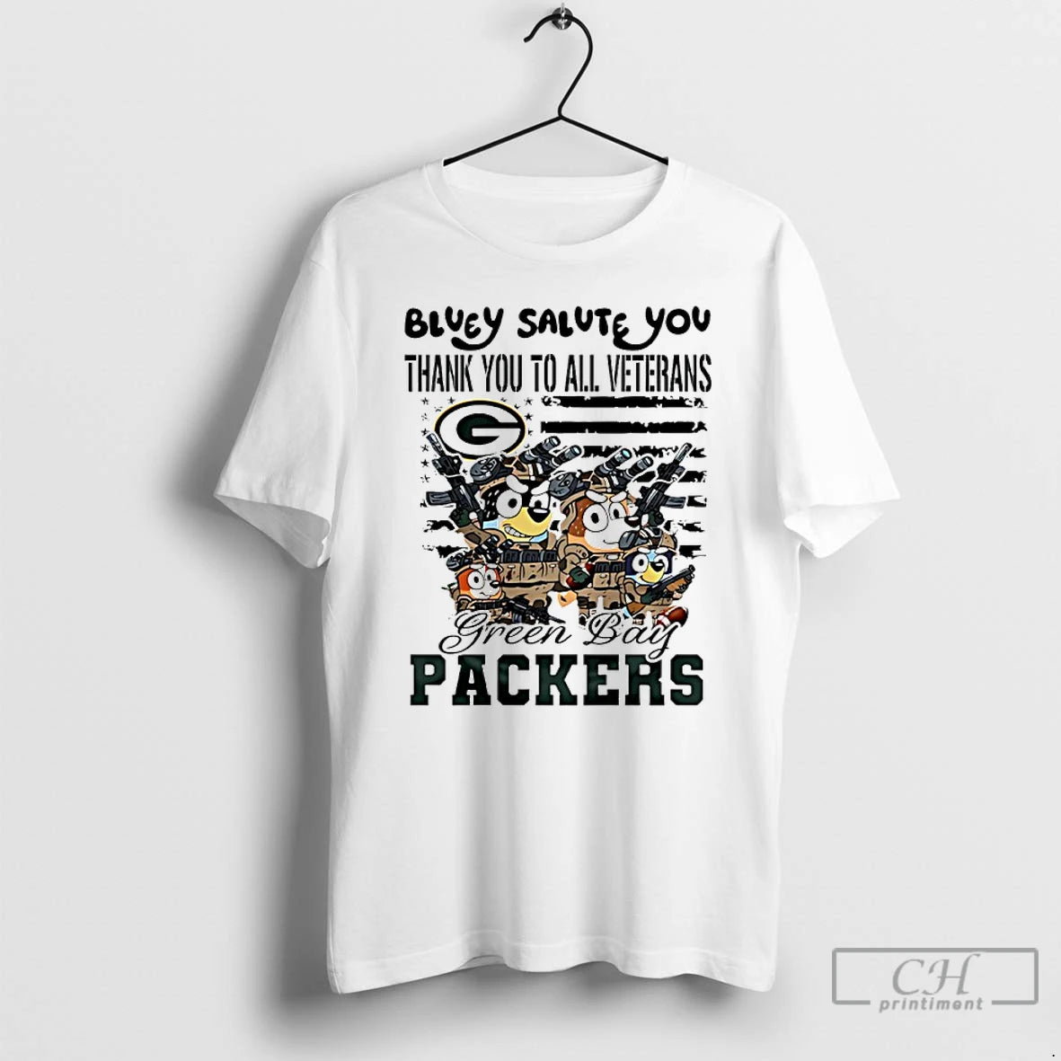 Classic Green Bay Packers Bluey Salute You Thank You To All Veterans T Shirts Hoodie, Sweatshirt | InkNestWear.com