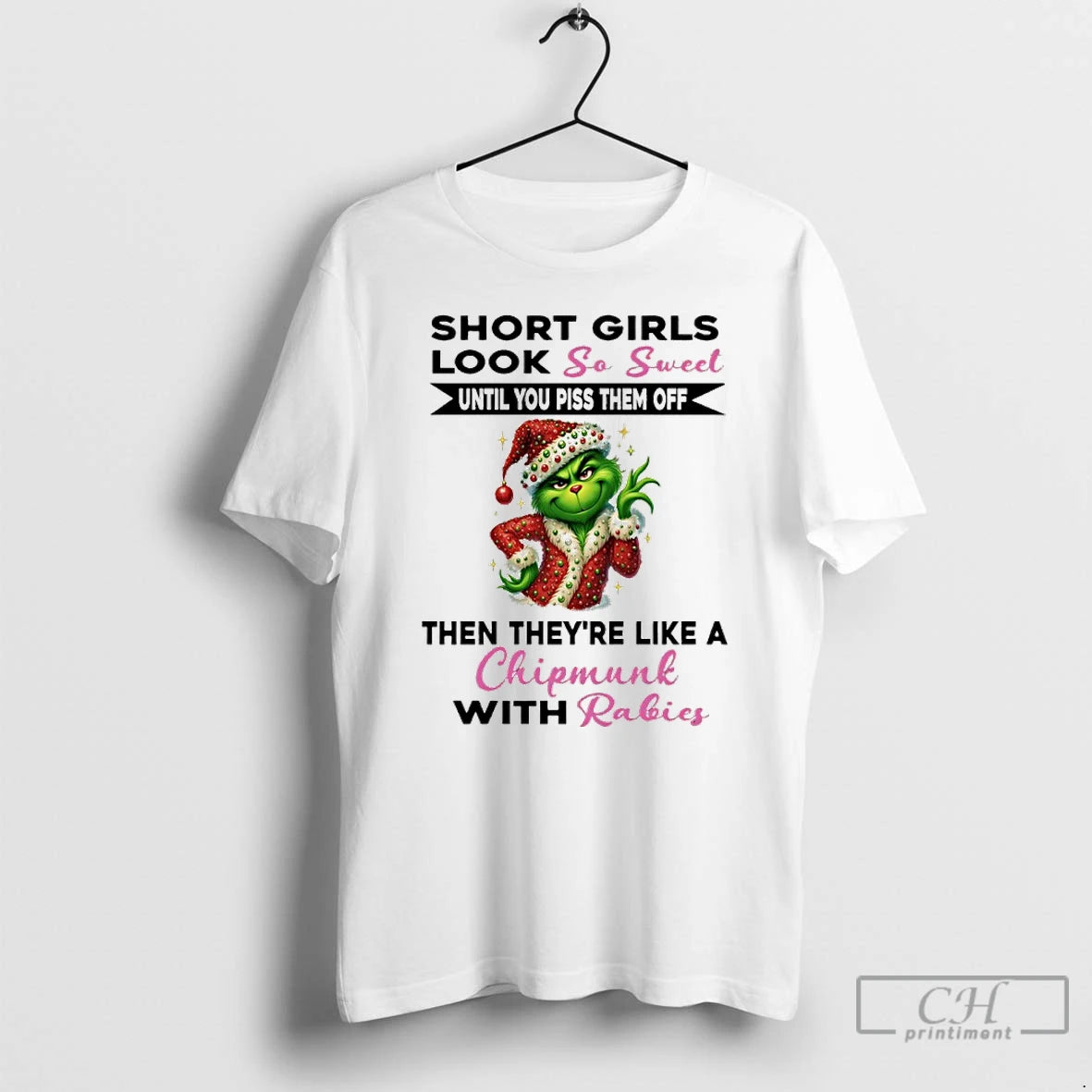 Classic Grinch Christmas Santa Short Girls Look So Sweet Until You Piss Them Off T-Shirts, Hoodie, Sweatshirt