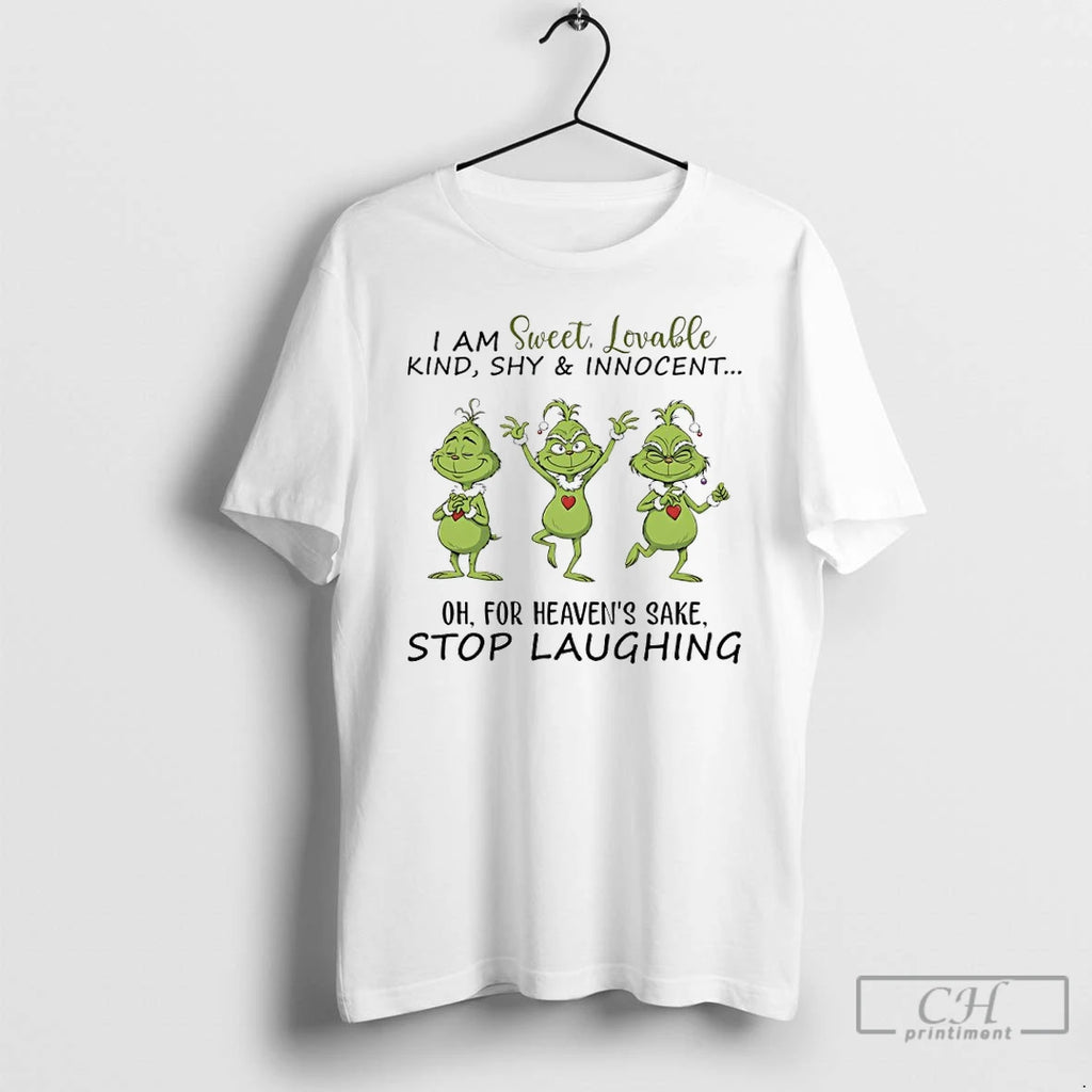 Classic Grinch Christmas Dance I Am Sweet Lovable Kind Shy And Innocent For Heavens Sake T-Shirts, Hoodie, Sweatshirt