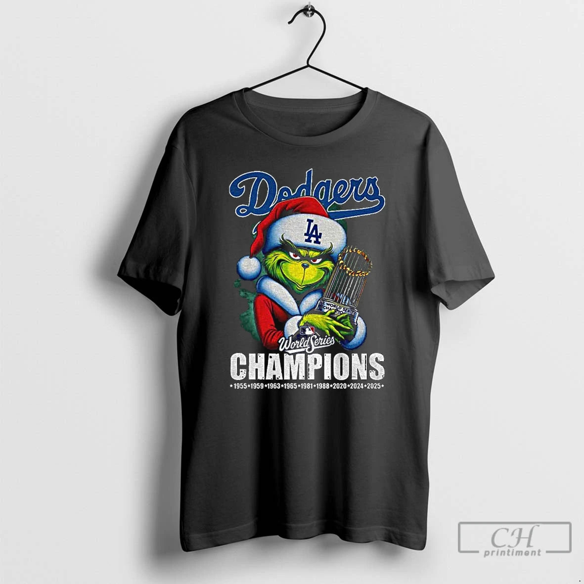 Classic Grinch Santa Los Angeles Dodgers World Series Champions Trophy T Shirts Hoodie, Sweatshirt | InkNestWear.com