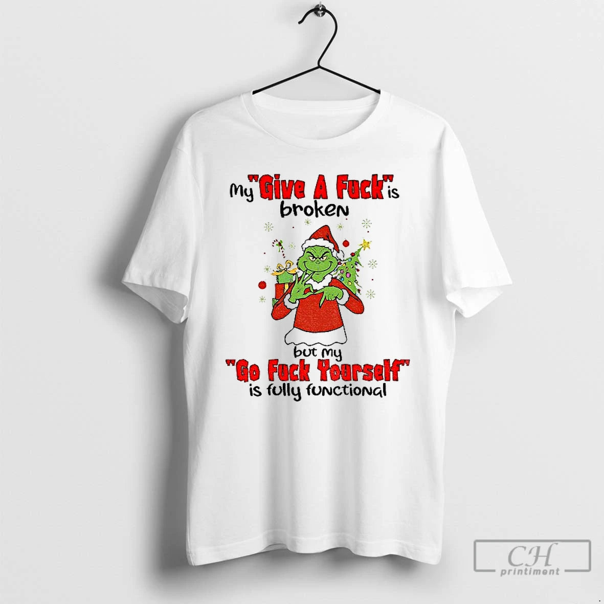 Classic Grinch Santa My Give A Fuck Is Broken But My Go Fuck Yourself Is T-Shirts, Hoodie, Sweatshirt | InkNestWear.com