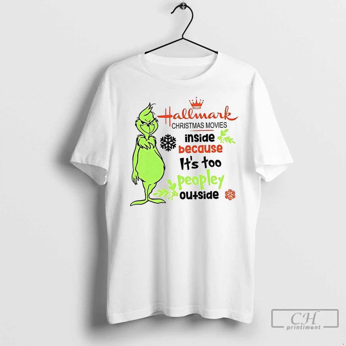 Classic Grinch Hallmark Movies Inside Because Too Peopley Outside Merry T-Shirts, Hoodie, Sweatshirt