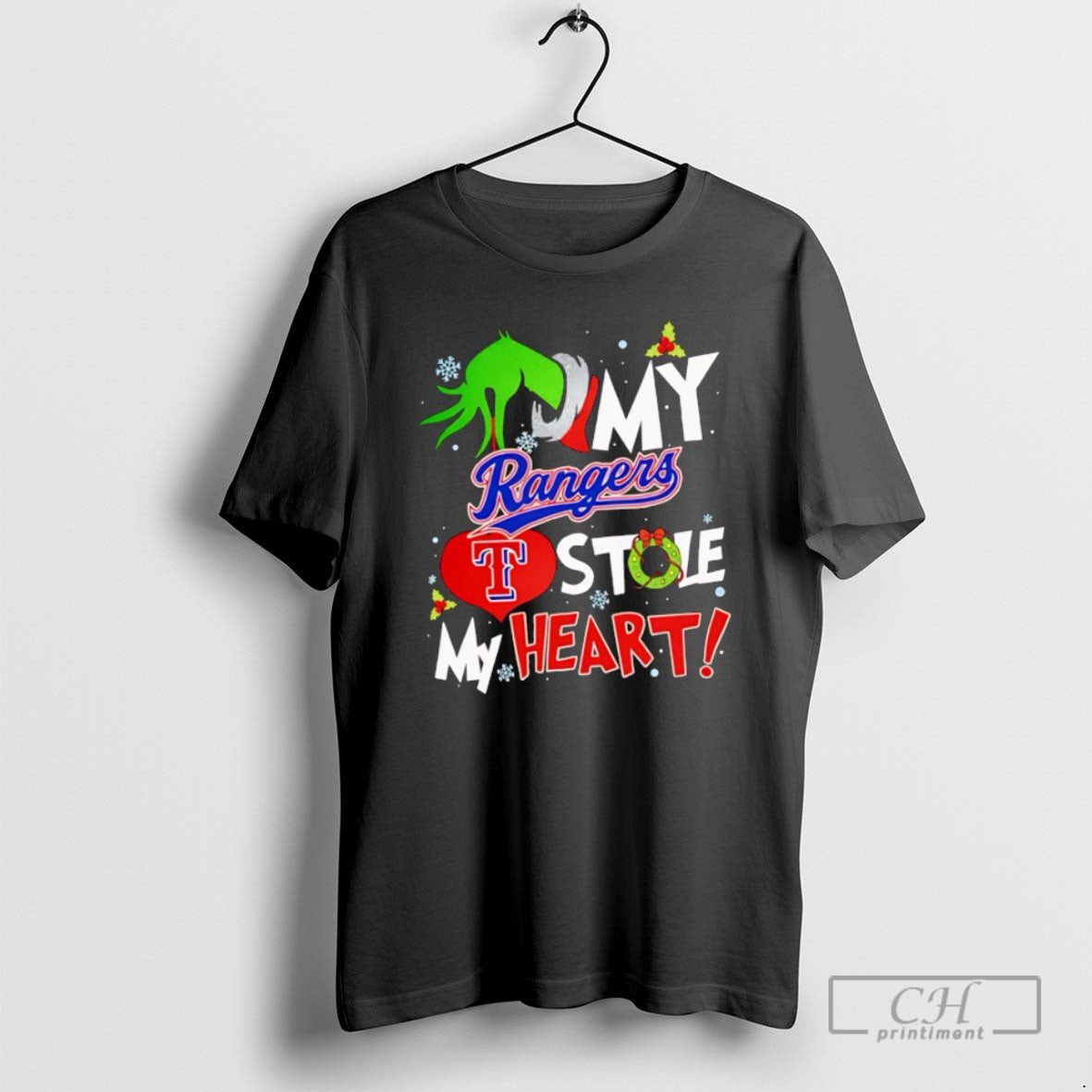 Classic Grinch Hand My Texas Rangers Stole My Heart Christmas Shirt Sweater