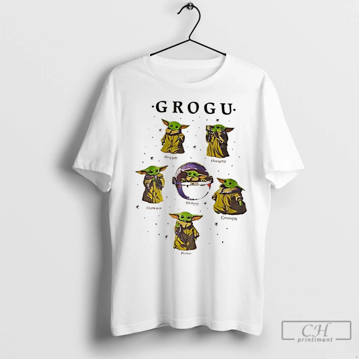 Classic Grogu Moods Graphic Happy Hungry Curious Sleepy Grumpy Force T-Shirts, Hoodie, Sweatshirt | InkNestWear.com
