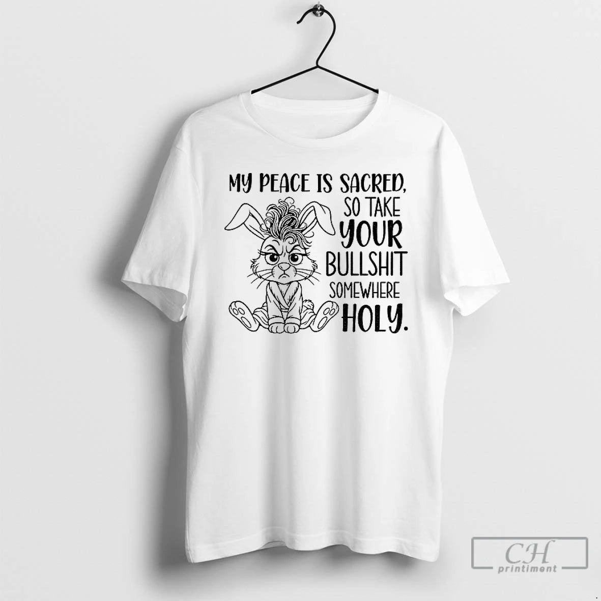 Classic Grumpy Rabbit My Peace Is Sacred So Take Your Bullshit Somewhere Holy T Shirts Hoodie, Sweatshirt | InkNestWear.com