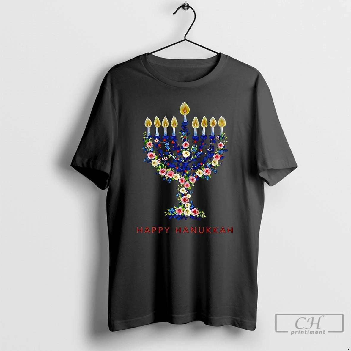 Classic Hanukkah Menorah Candle Floral Happy Chrismukkah T Shirts Hoodie, Sweatshirt | InkNestWear.com