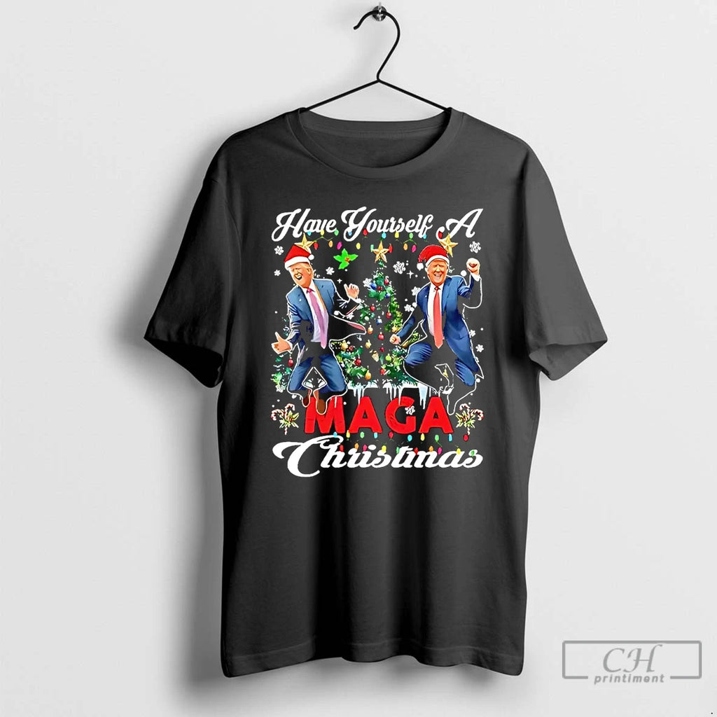 Classic Have Yourself A Maga Christmas Santa Trump Dancing T Shirts Hoodie, Sweatshirt | InkNestWear.com