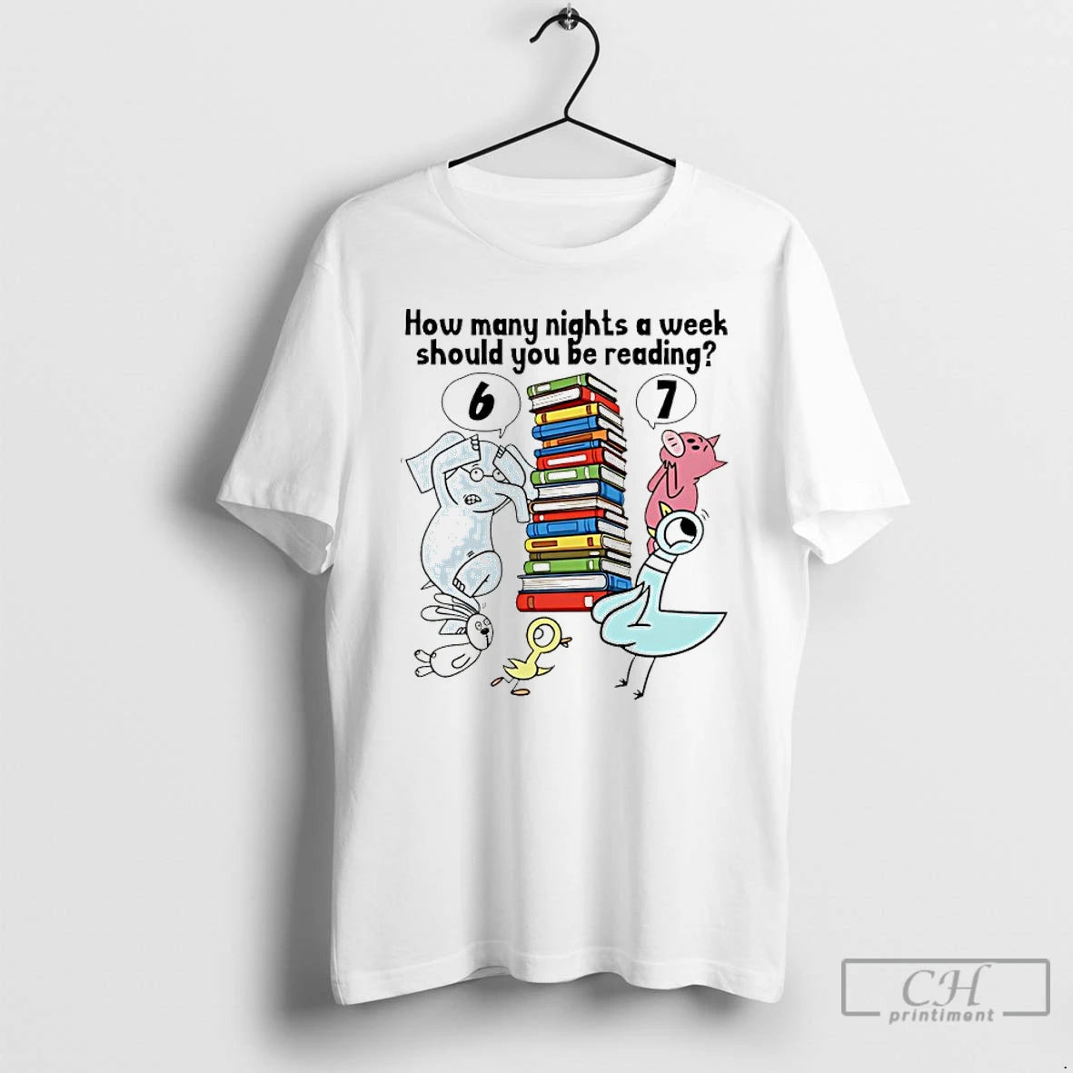 Classic How Many Nights A Week Should You Be Reading 6 7 Pigeon Elephant Piggie T-Shirts, Hoodie, Sweatshirt