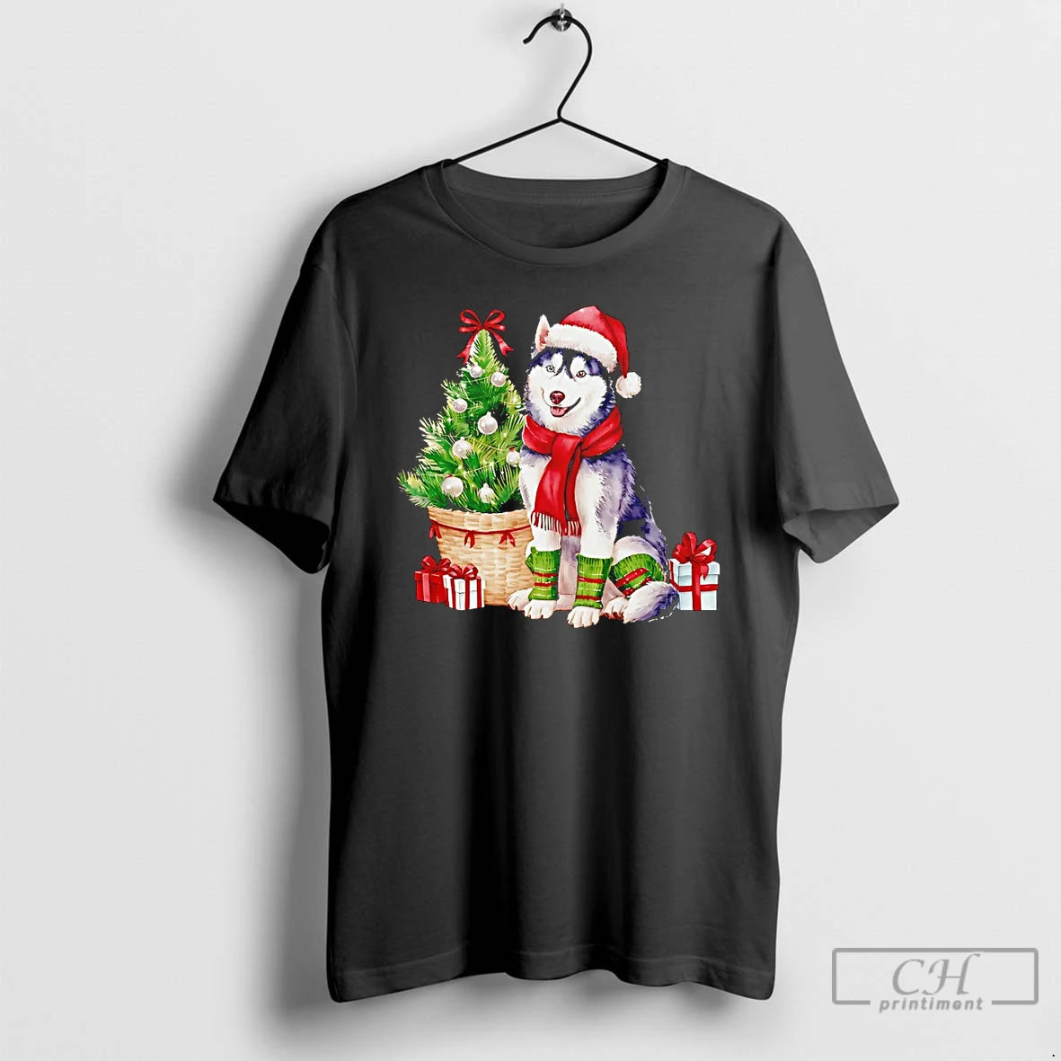 Classic Husky With Christmas Tree And Gifts T Shirts Hoodie, Sweatshirt | InkNestWear.com