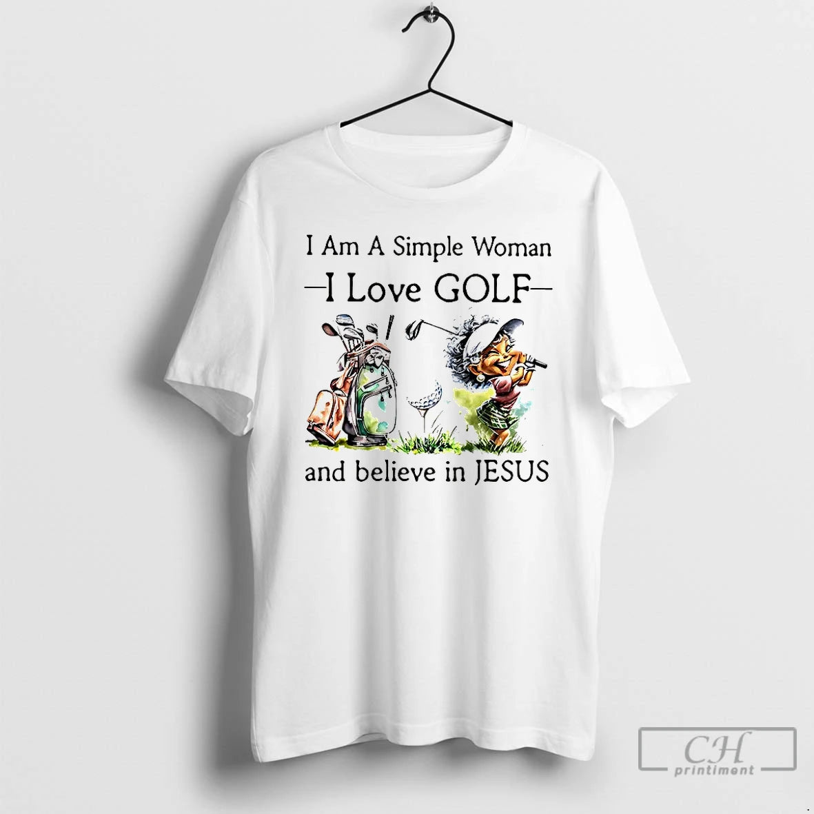 Classic I Am A Simple Woman I Love Golf And Believe In Jesus T Shirts Hoodie, Sweatshirt | InkNestWear.com