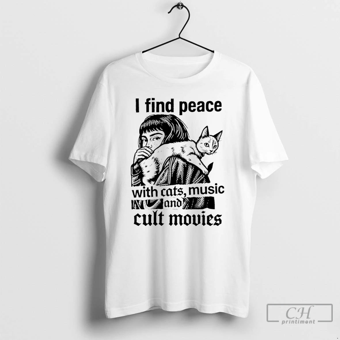 Classic I Find Peace With Cats Music And Cult Movies T-Shirts, Hoodie, Sweatshirt | InkNestWear.com