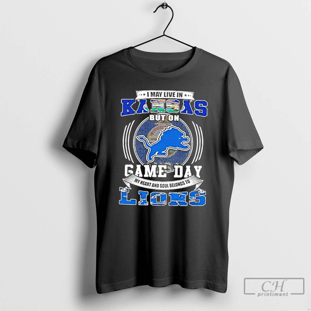 Classic I May Live In Kansas But On Game Day Detroit Lions Football T Shirts Hoodie, Sweatshirt | InkNestWear.com