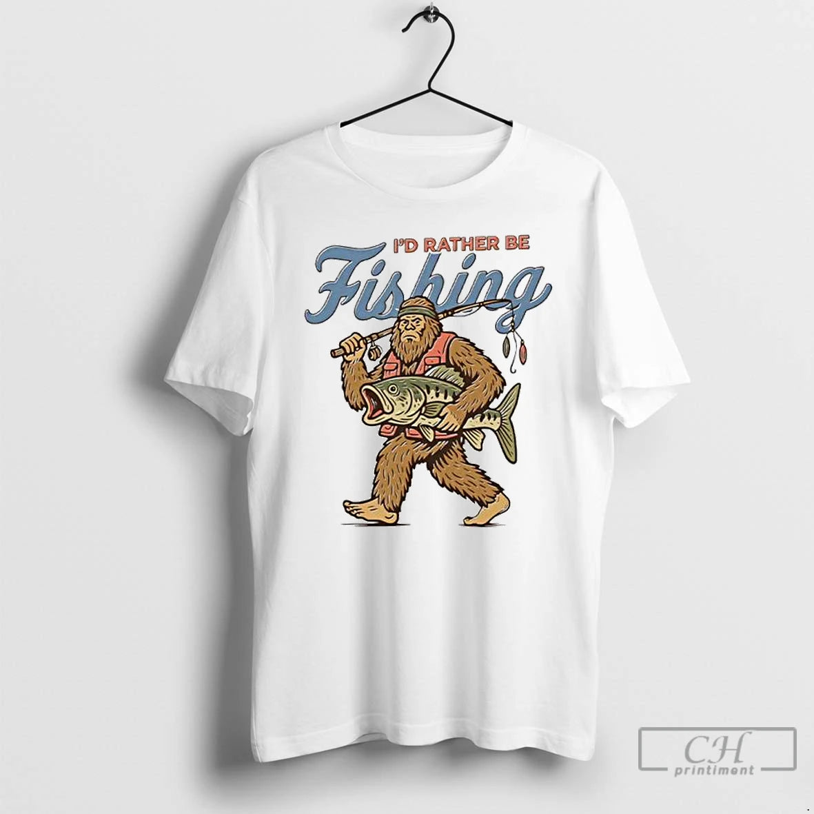 Classic Id Rather Be Fishing Bigfoot Ornaments T Shirts Hoodie, Sweatshirt | InkNestWear.com