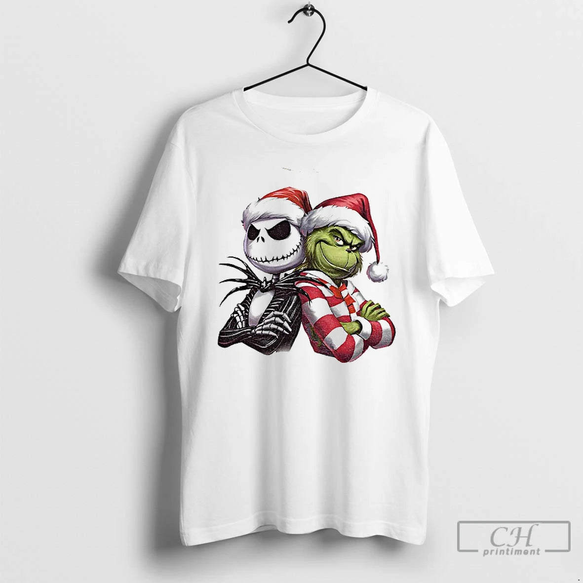 Classic Jack Skellington And Grinch Santa Hat Christmas T-Shirts, Hoodie, Sweatshirt | InkNestWear.com