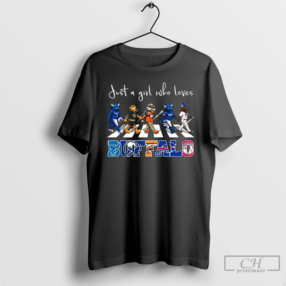 Classic Just A Girl Who Loves Mascot Buffalo City Sports All Team 2025 Long Sleve T-Shirts, Hoodie, Sweatshirt