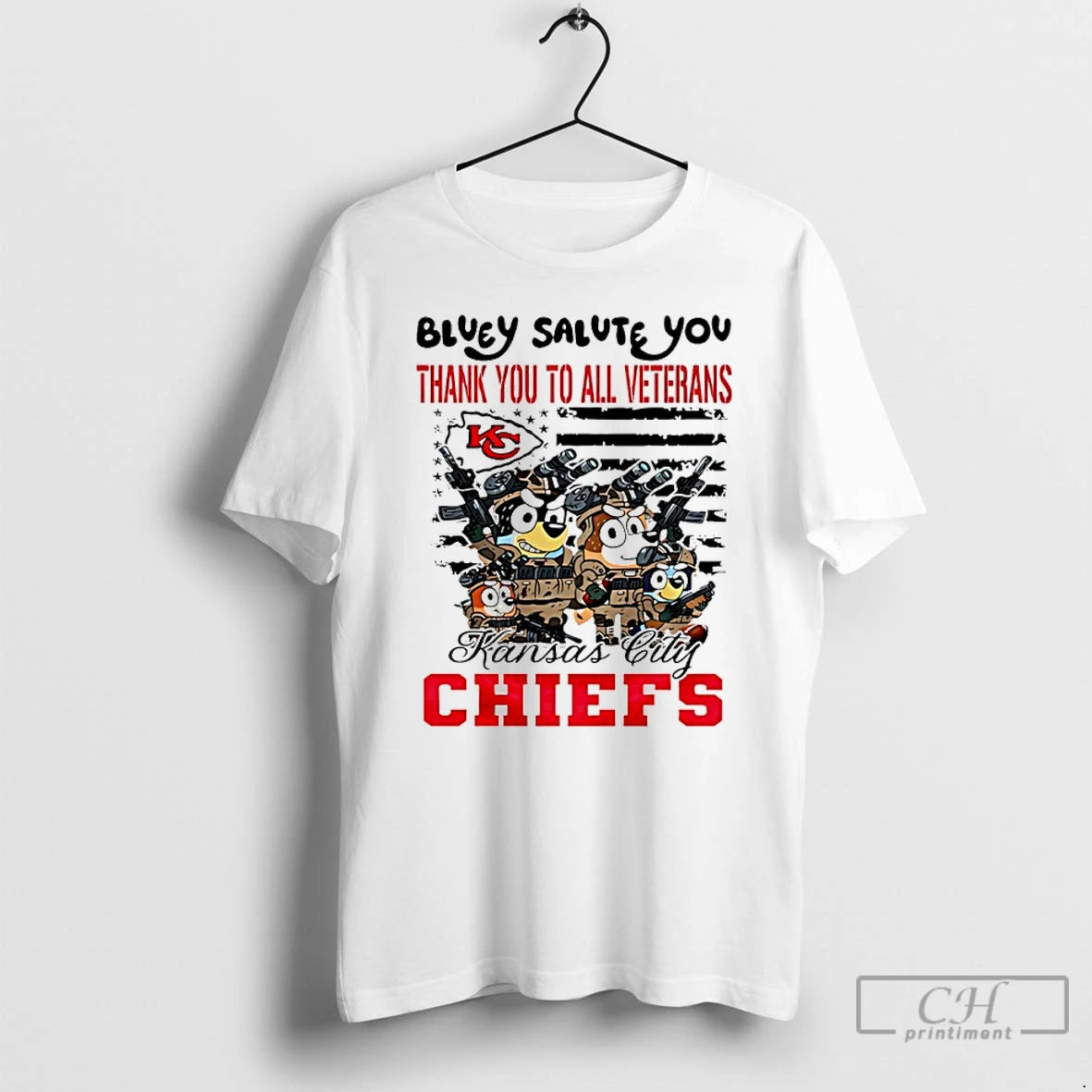 Classic Kansas City Chiefs Bluey Salute You Thank You To All Veterans T Shirts Hoodie, Sweatshirt | InkNestWear.com