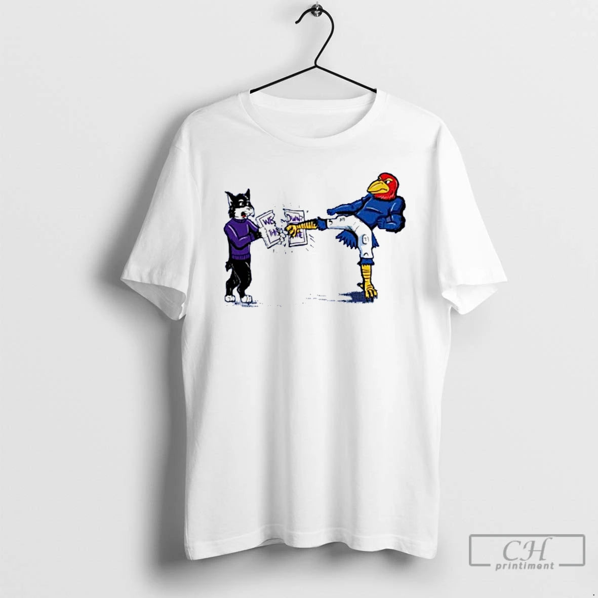 Classic Kansas Jayhawk Mascot Kicking A We Sign Kansas State T Shirts Hoodie, Sweatshirt | InkNestWear.com