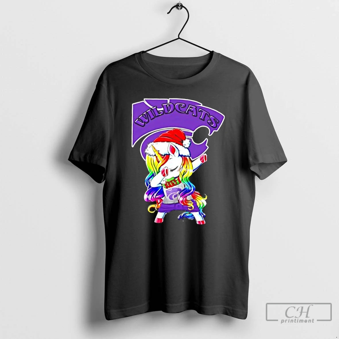 Classic Kansas State Wildcats Football X Unicorn Santa Hat Dabbing Merry Christmas T Shirts Hoodie, Sweatshirt