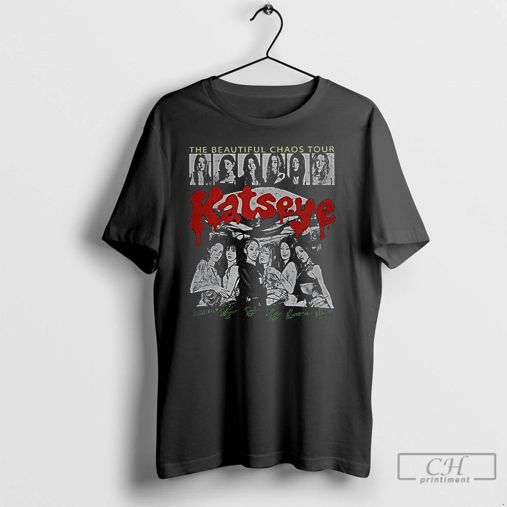 Classic Katseye The Beautiful Chaos Tour Signature Retro T Shirts Hoodie, Sweatshirt | InkNestWear.com